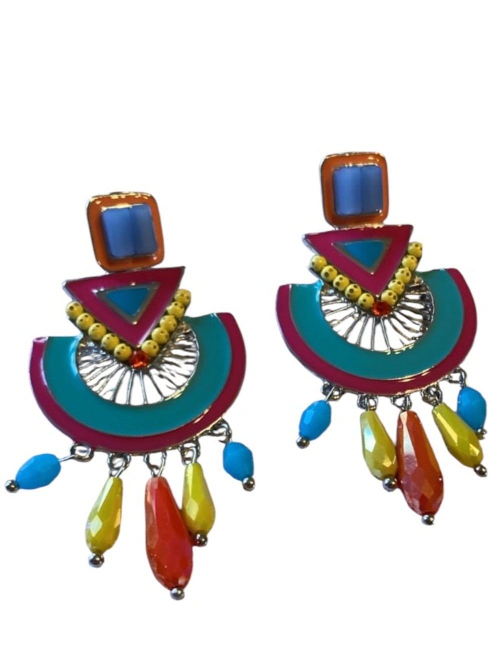 1pair Enamel Earrings, Random Bead Color